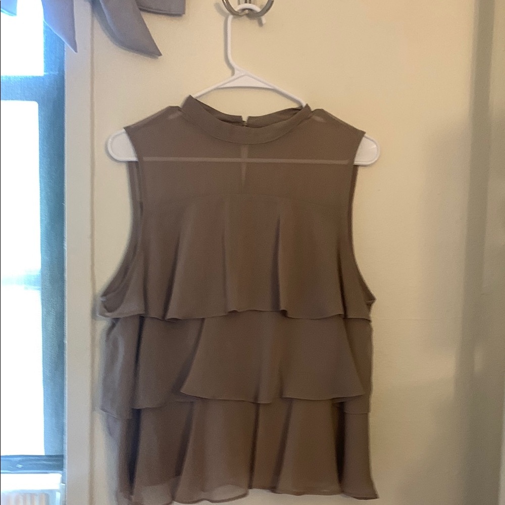 Apt. 9 Brown Tiered Mandarin Collar Blouse